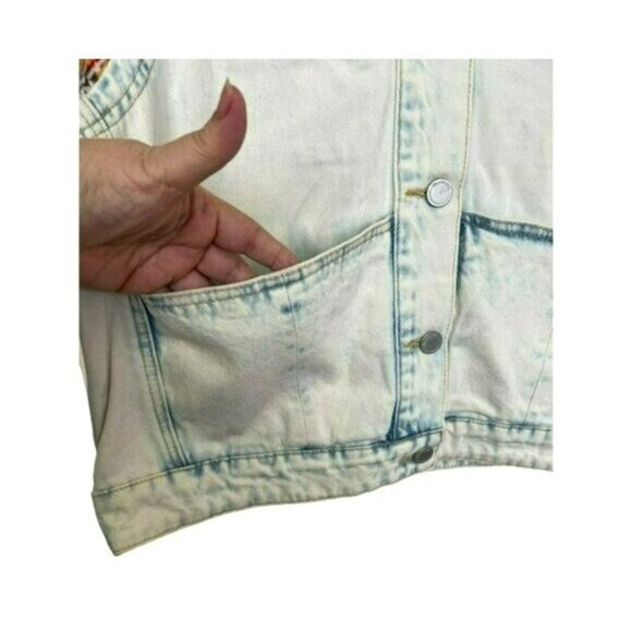 BLANK NYC $198 Large Happy Promises Striped Knit Denim Trucker Jacket NWT - Picture 9 of 10